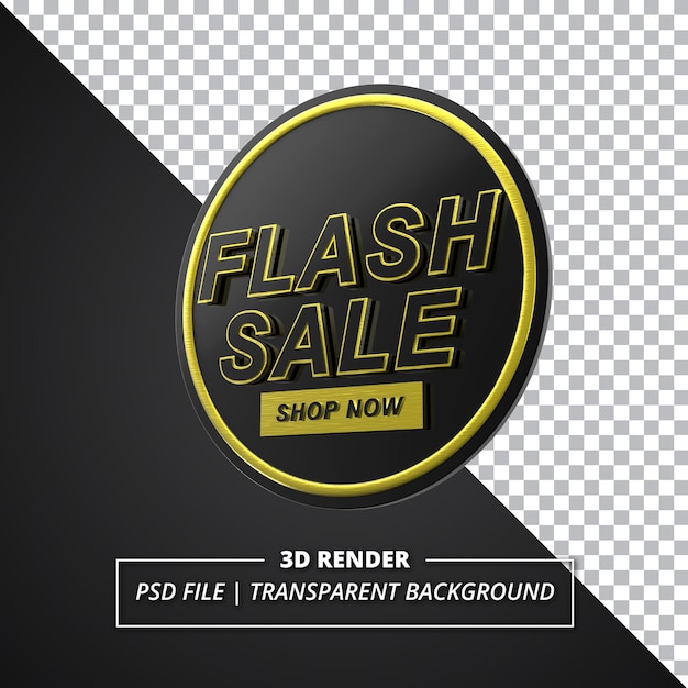 PSD vente flash rendu 3d sur fond transparent