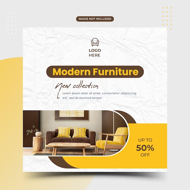 PSD vente de meubles médias sociaux et instagram post modèle bannière design d'intérieur maison flyer carré