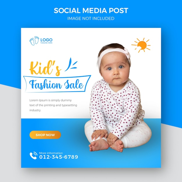 PSD vente de mode pour bébé et vente de mode pour enfants publication sur les réseaux sociaux mode pour bébé instagram annonces de mode pour bébé