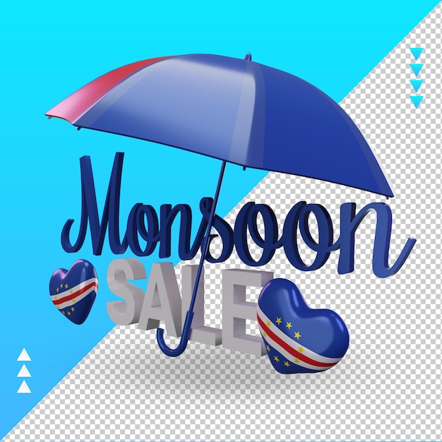 Vente de mousson 3d Cap-Vert drapeau rendu vue droite