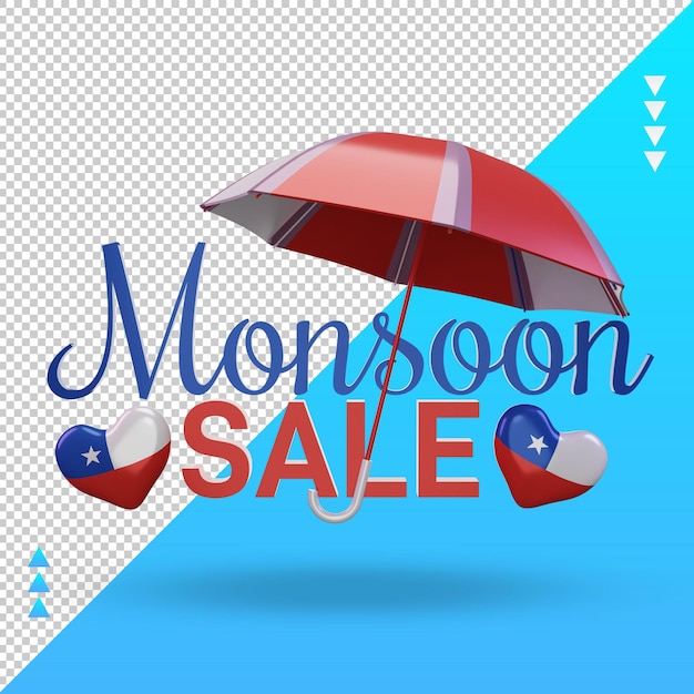 Vente de mousson 3d Chili flag rendu vue de face