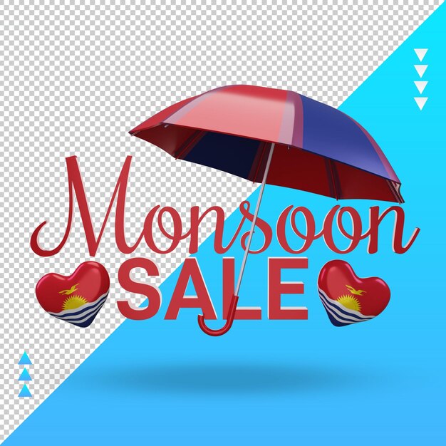 Vente de mousson 3d Kiribati flag rendu vue de face