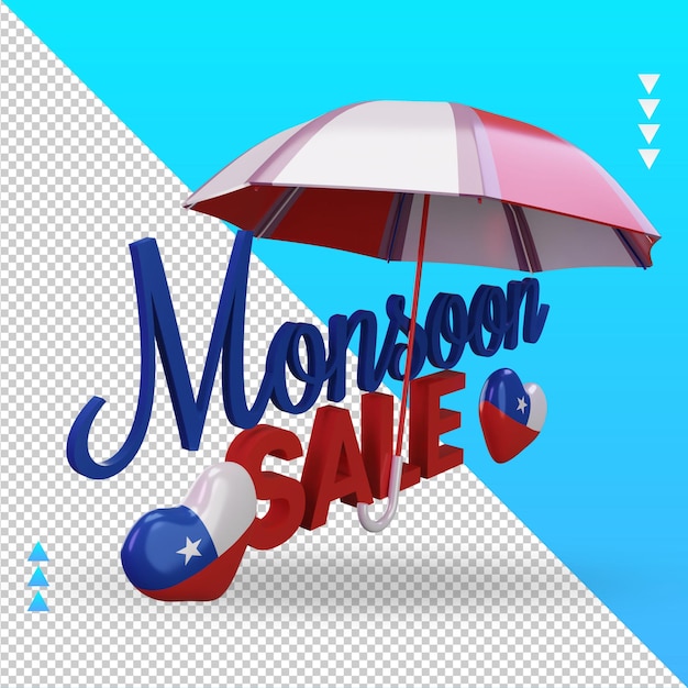 Vente de mousson 3d rendu du drapeau chilien vue de gauche