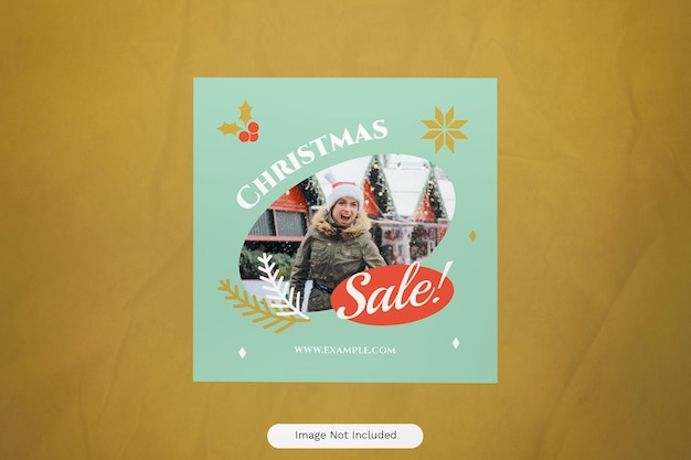 PSD vente de noël design plat rouge vert instagram post 15