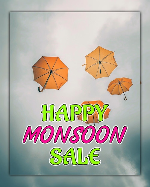PSD vente de saison de mousson composition mousson offre joyeuse mousson grande vente de moussons pour le design des médias sociaux