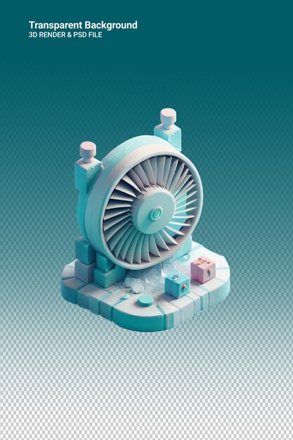 PSD ventilador de ilustração psd 3d isolado em fundo transparente