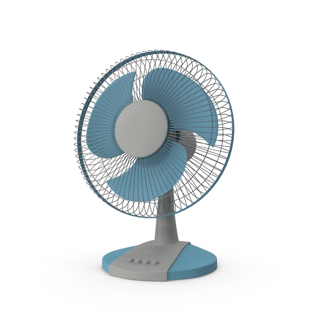 Ventilador de mesa elétrico azul e cinza