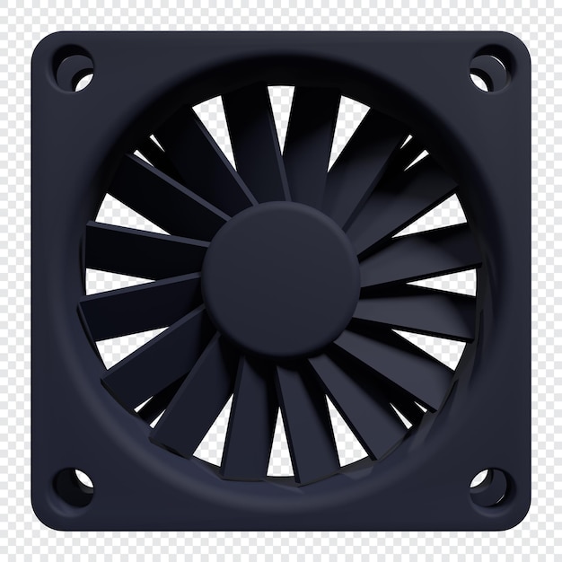 Ventilador de enfriamiento de computadora Ventilador de enfriamiento negro Ventilador 3D Ventilador de caja de computadora Renderización 3D