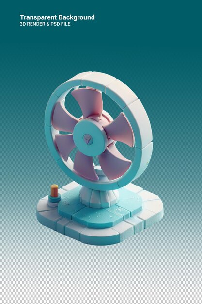 Ventilador de ilustración psd 3d aislado en un fondo transparente