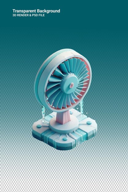 Ventilador de ilustración psd 3d aislado en un fondo transparente