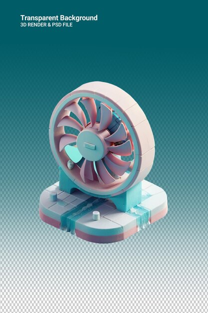 PSD ventilador de ilustración psd 3d aislado en un fondo transparente