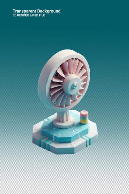 PSD ventilador de ilustración psd 3d aislado en un fondo transparente