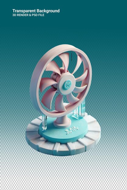 Ventilador de ilustración psd 3d aislado en un fondo transparente