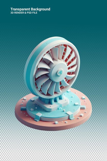 Ventilador de ilustración psd 3d aislado en un fondo transparente