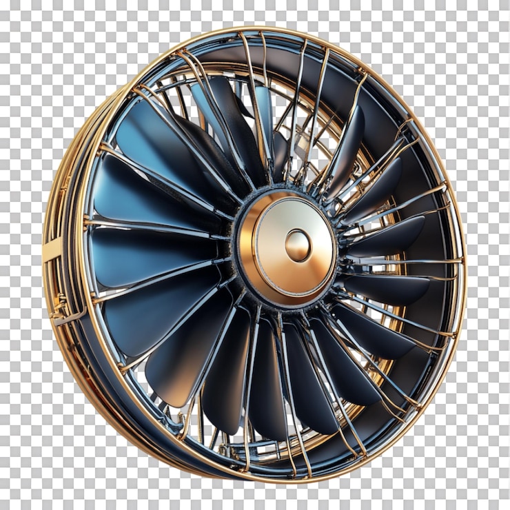 PSD ventilador del motor contra un fondo transparente para ilustraciones o diagramas técnicos automotrizes y mecánicos