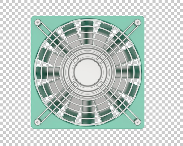 Ventilador de PC aislado en ilustración de renderizado 3d de fondo transparente