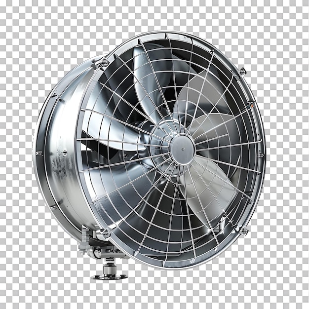 Ventilateur d'échappement métallique isolé contre un fond transparent