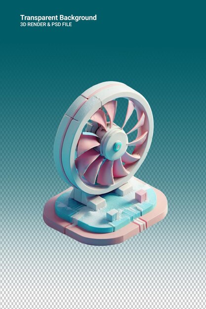 PSD ventilateur d'illustration psd 3d isolé sur un fond transparent