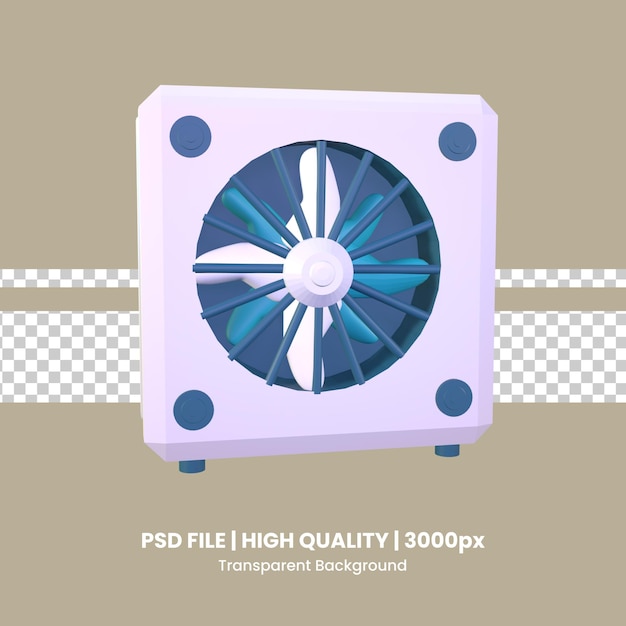 Ventilateur de ventilation industrielle icône 3D rendu isolé sur le fond transparent