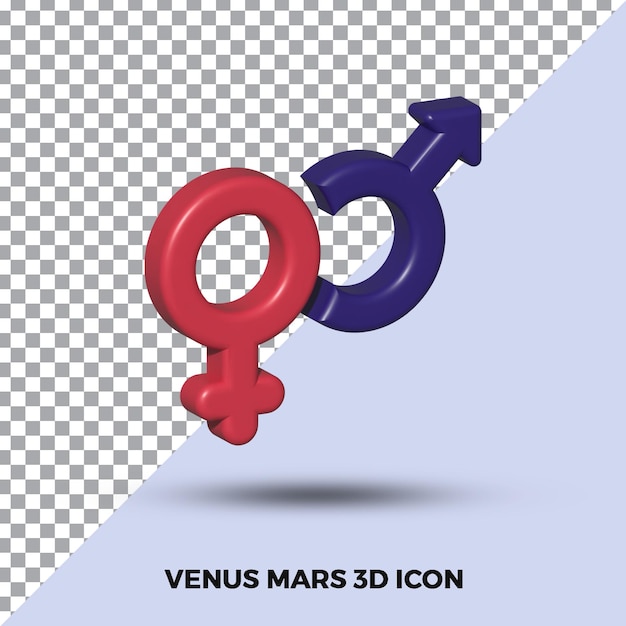 PSD venus mars 3d-symbol mit einem mann und einer frau