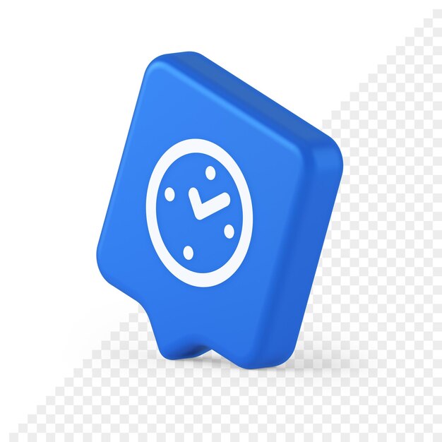 Ver el botón de control de tiempo alarma reloj fecha límite comprobar el diseño de la aplicación web icono de burbuja de discurso realista 3d