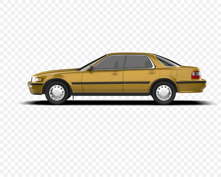 PSD ver de lado do sedan clássico dourado