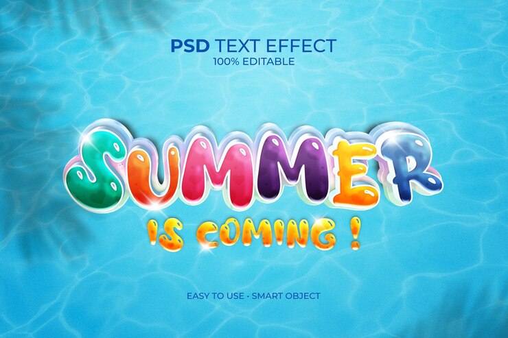 PSD el verano está llegando efecto de texto