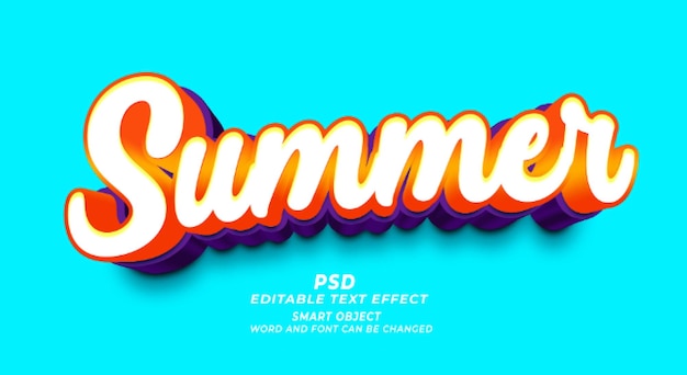 Verão 3d efeito de texto editável estilo Photoshop PSD