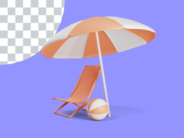 verão 3D na ilustração da praia