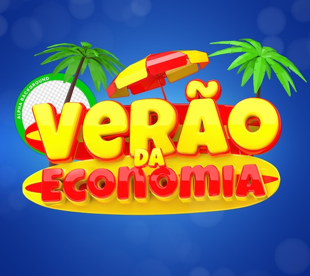 Verão da economia selo 3d para varejo praia comercio