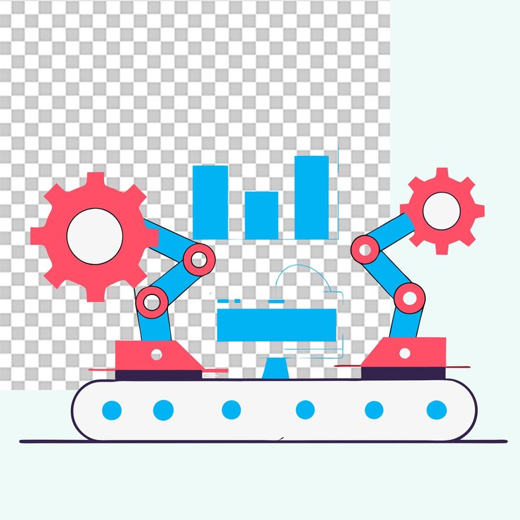 PSD verarbeitungskonzeptillustration, die die automatisierungstechnologie und die systemeffizienz hervorhebt