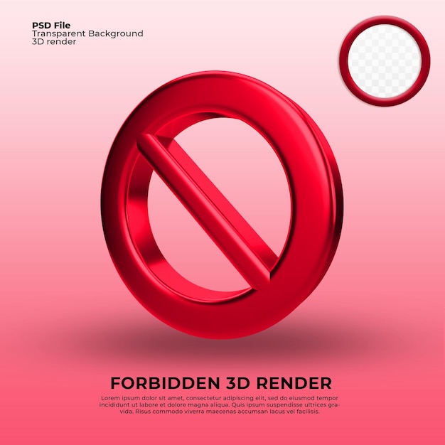 PSD verbotenes symbol png 3d rendern