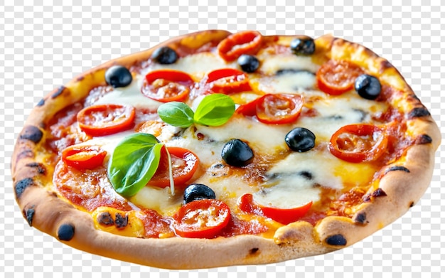 PSD la verdadera pizza italiana margherita de nápoles aislada sobre un fondo transparente