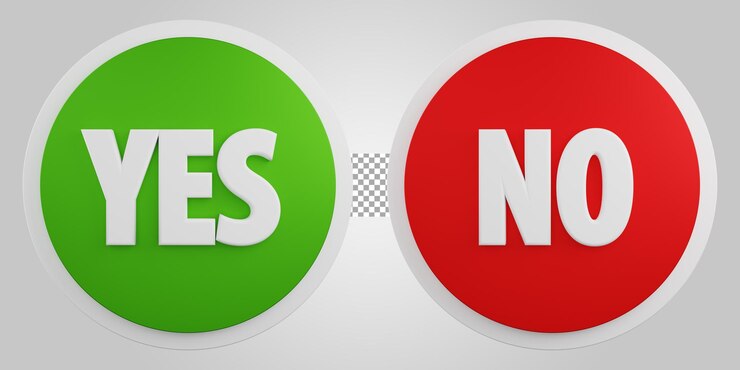 Verde sí rojo no botón aislado sobre fondo transparente 3D Render