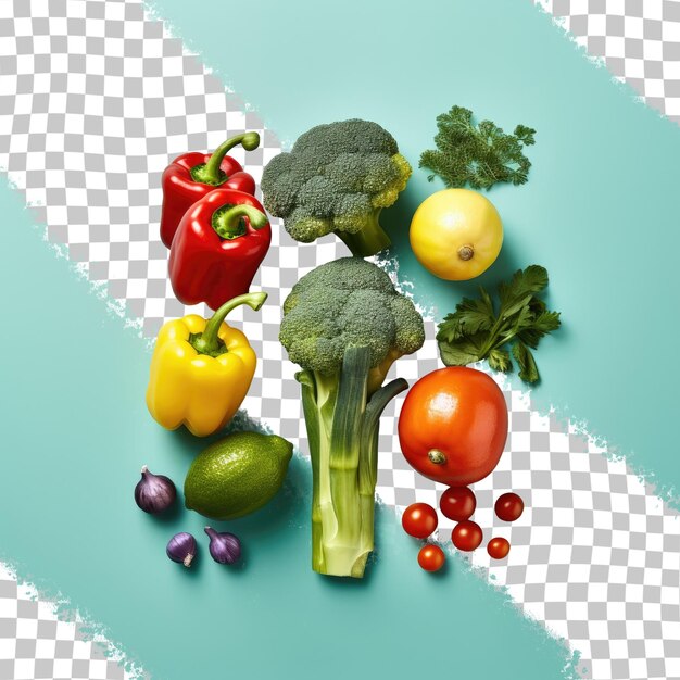 PSD verduras coloridas sobre un fondo transparente