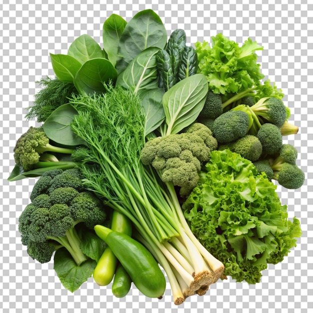 Verduras de hoja verde con fondo transparente