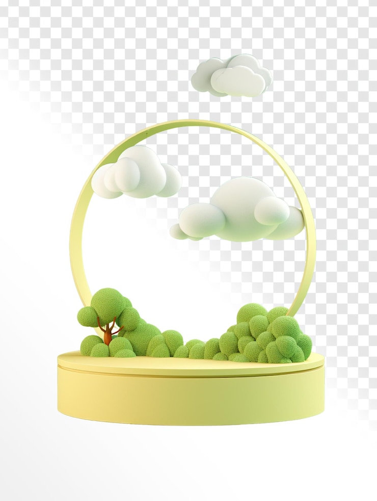 PSD verdure pour la décoration nuages de dessins animés en arrière-plan