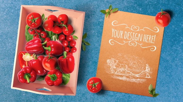 Verdure rosse con menu Mockup