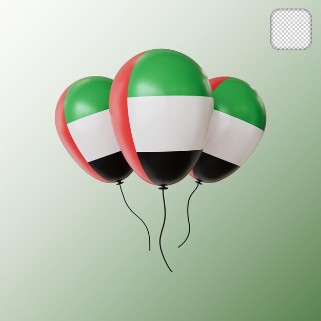 PSD vereinigte arabische emirate ballon landesflagge 3d-illustration