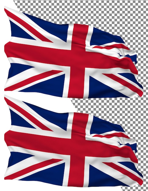 Vereinigte Königreich Flagge Welle isolierte einfache Beulen Textur transparenter Hintergrund 3D-Rendering