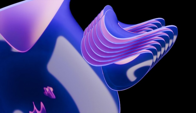 Verfeinertes 3D-Rendering von abstraktem irisierendem Glashintergrund, das mit 3D-Software erstellt wurde