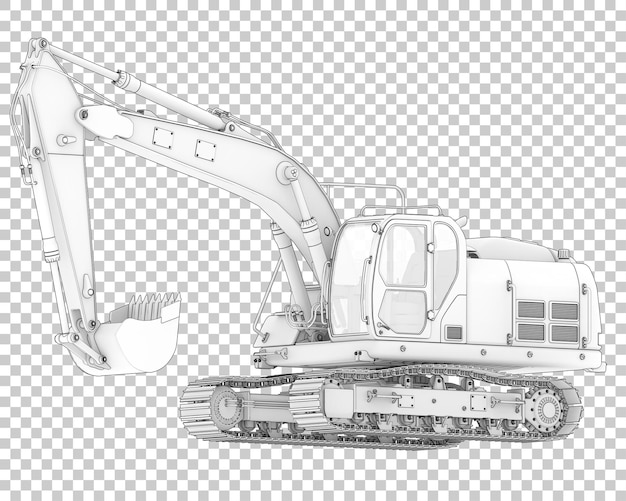 PSD verfolgen sie bagger auf transparentem hintergrund 3d-darstellung