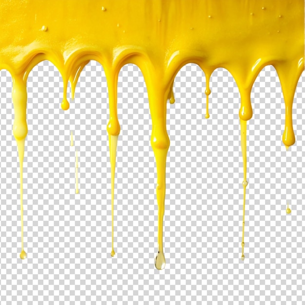 PSD vergießen von gelber isolierter farbe auf durchsichtigem hintergrund