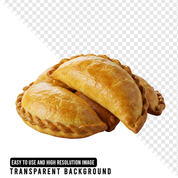Vergoldete Empanadas auf durchsichtigem Hintergrund