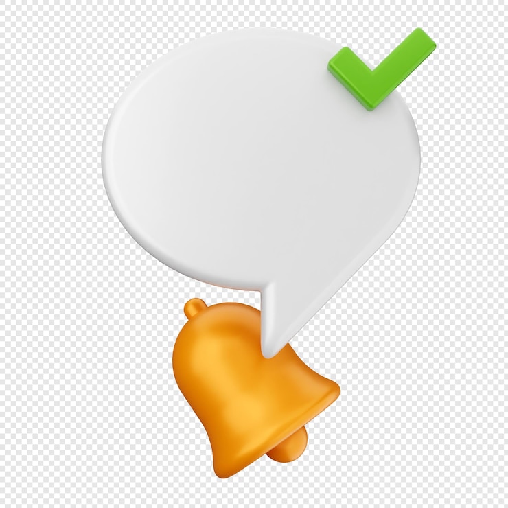 PSD verificação de chat de sino de notificação 3d