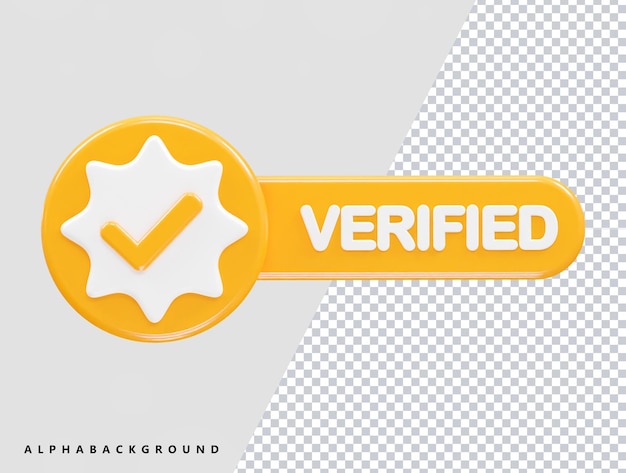 verified icon illustration 3d rendering transparent element