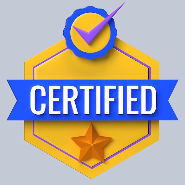 Verifiziertes 3D-Siegel-Symbol