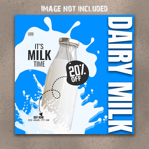 Verkauf von Kuhmilch auf der Farm Social-Media-Post
