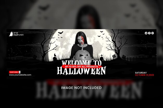 PSD verkaufs-twitter-header-vorlage für halloween.