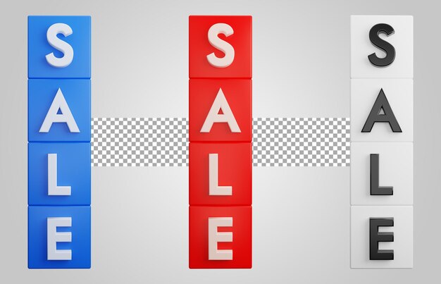 Verkaufsetikett rot blau weiß abbildung transparenter hintergrund für business 3d render